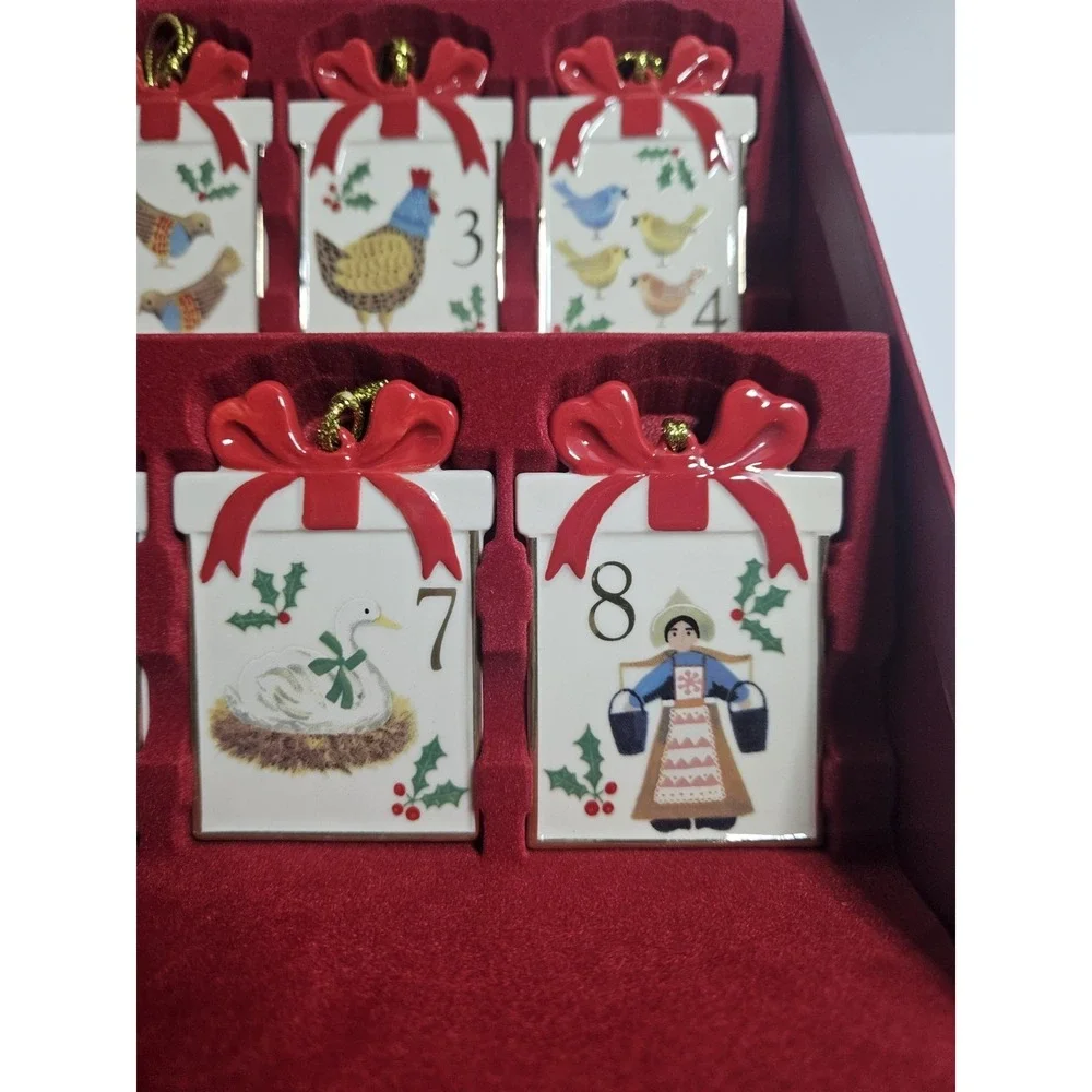 Lenox 12 Days of Christmas 12 PC Ornament Set Porcelain Gift Box Complete